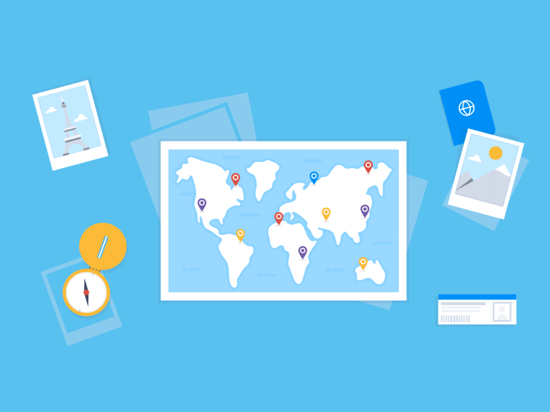 mapping out travel spots animation