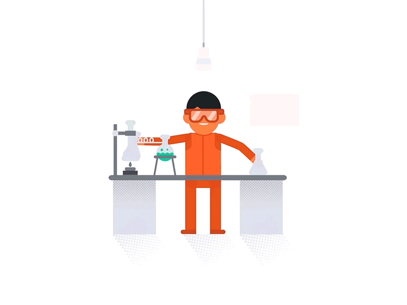 researcher and student being happy animation
