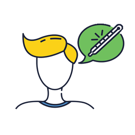 sick person with thermometer